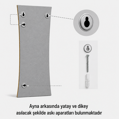 Modern Çerçeveli Boy Aynası 40x120 cm – Kavisli Minimalist Dekoratif Duvar Aynası