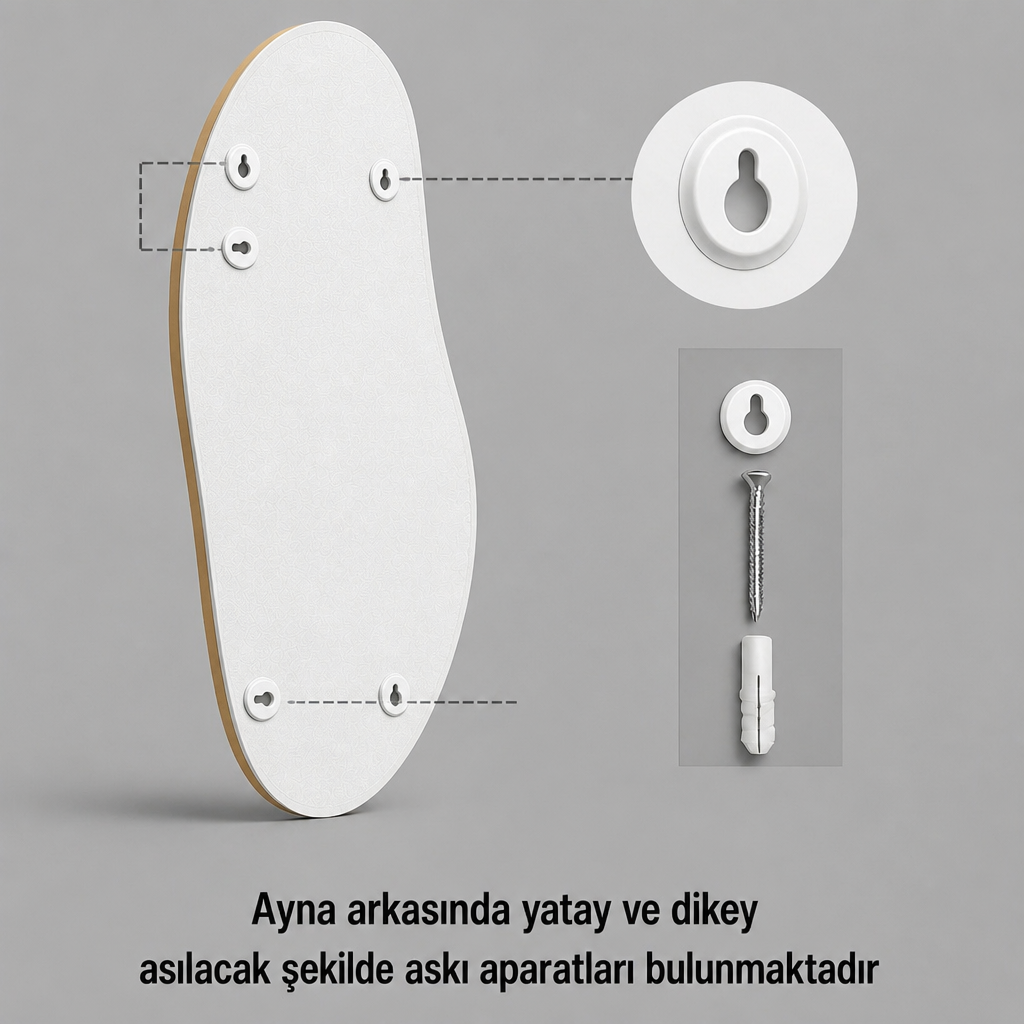 Modern Organik Form Banyo Aynası 40x120 cm – Asimetrik Minimalist Dekoratif Duvar Aynası
