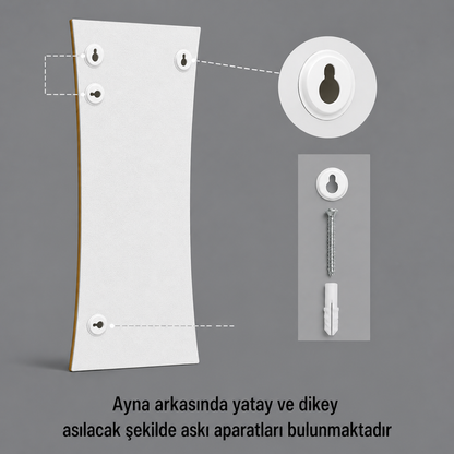 Modern Çerçeveli Boy Aynası 40x120 cm – Kavisli Minimalist Dekoratif Duvar Aynası
