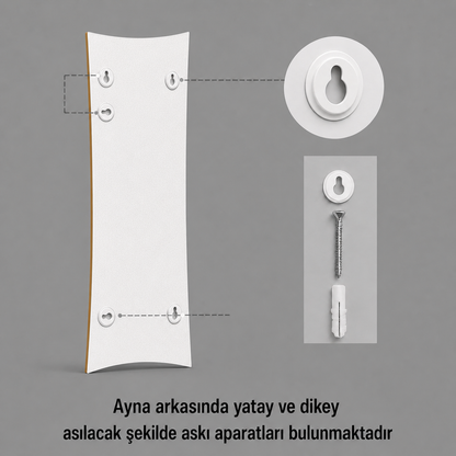 Modern Kavisli Boy Aynası 40x120 cm – Dalgalı Formlu Minimalist Dekoratif Duvar Aynası
