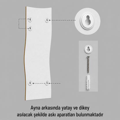Modern Dalgalı Boy Aynası 40x120 cm – Organik Formlu Minimalist Dekoratif Duvar Aynası 2026 Trend